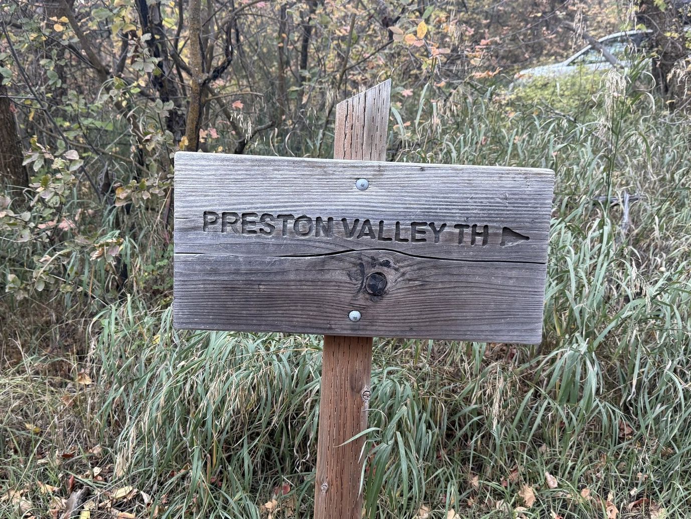 The
                        Preston Valley TH turnoff sign on Green Canyon
                        Road