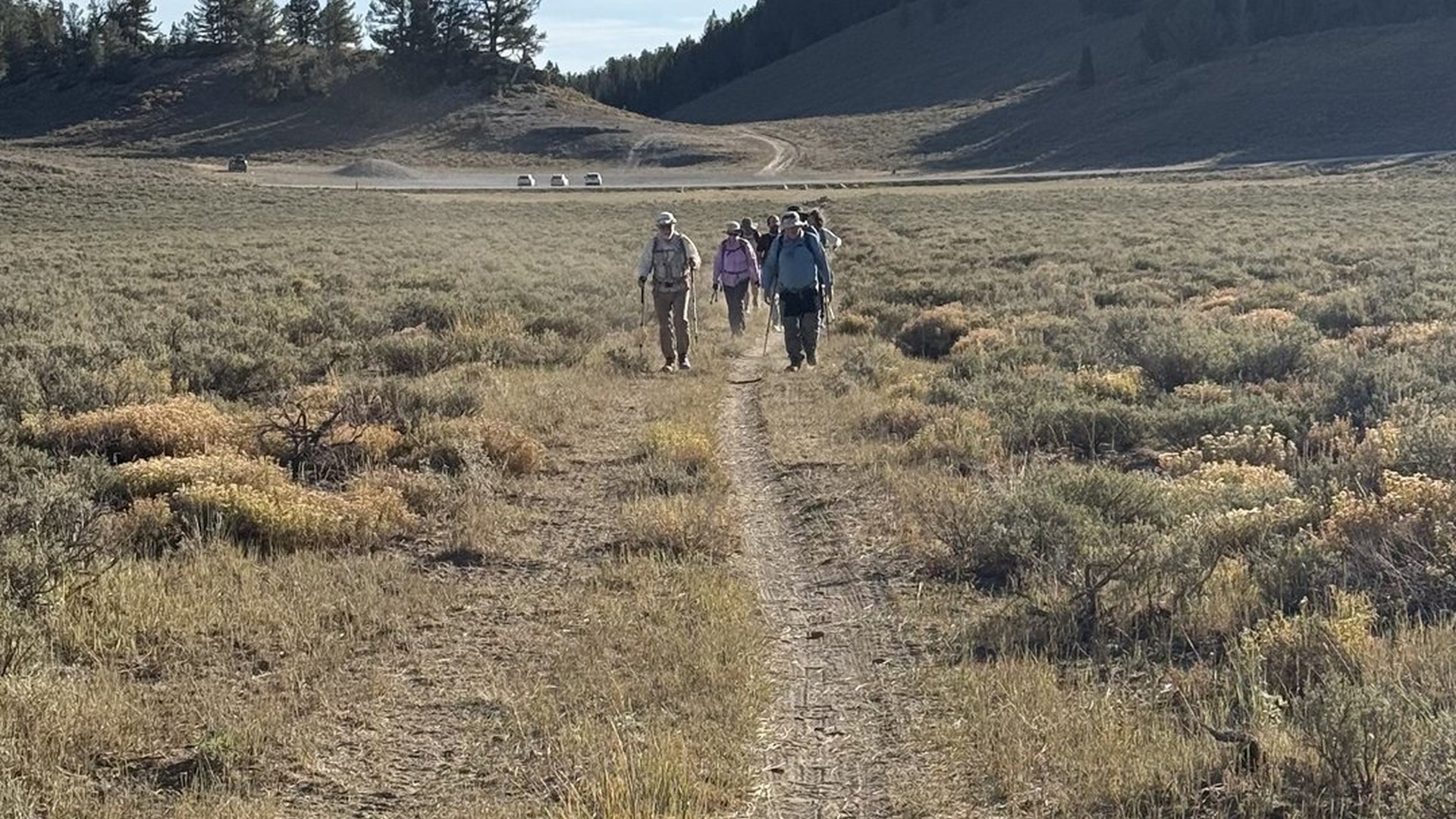 Hikers headed up
                        Burnt Fork Trail